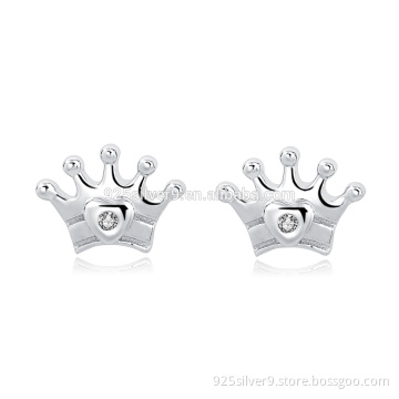 925 sterling silver cubic zirconia Crown earings